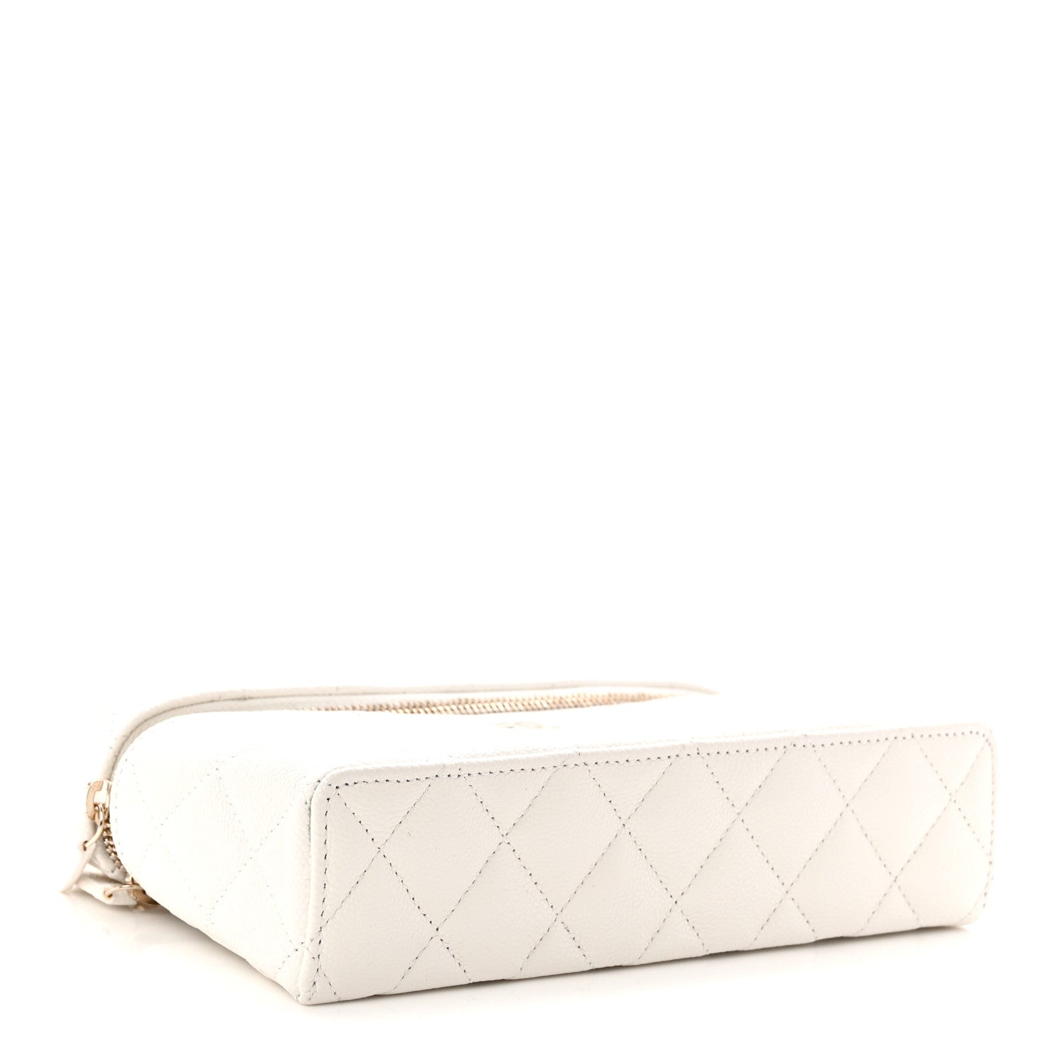 Caviar Quilted Top Handle Slim Vanity With Chain White