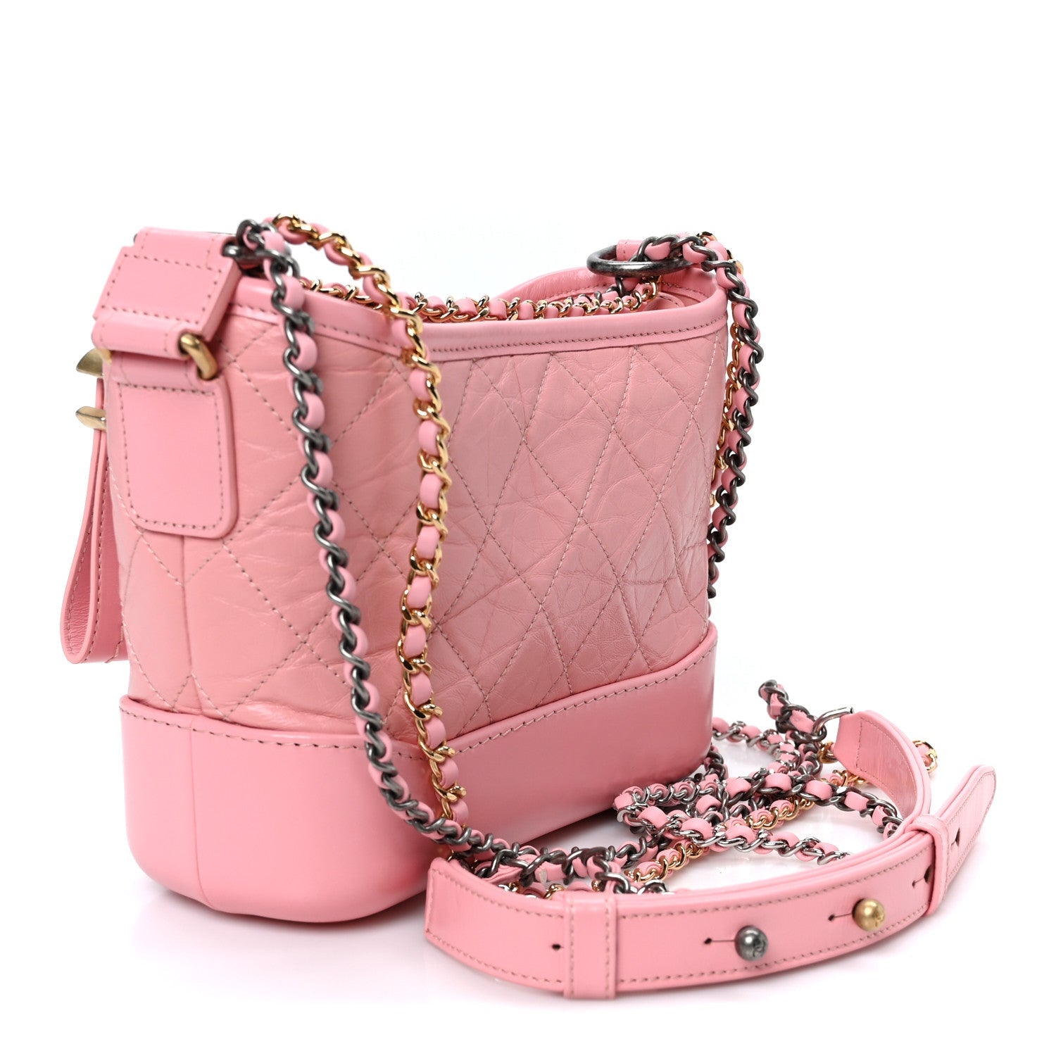Aged Calfskin Quilted Small Gabrielle Hobo Pink