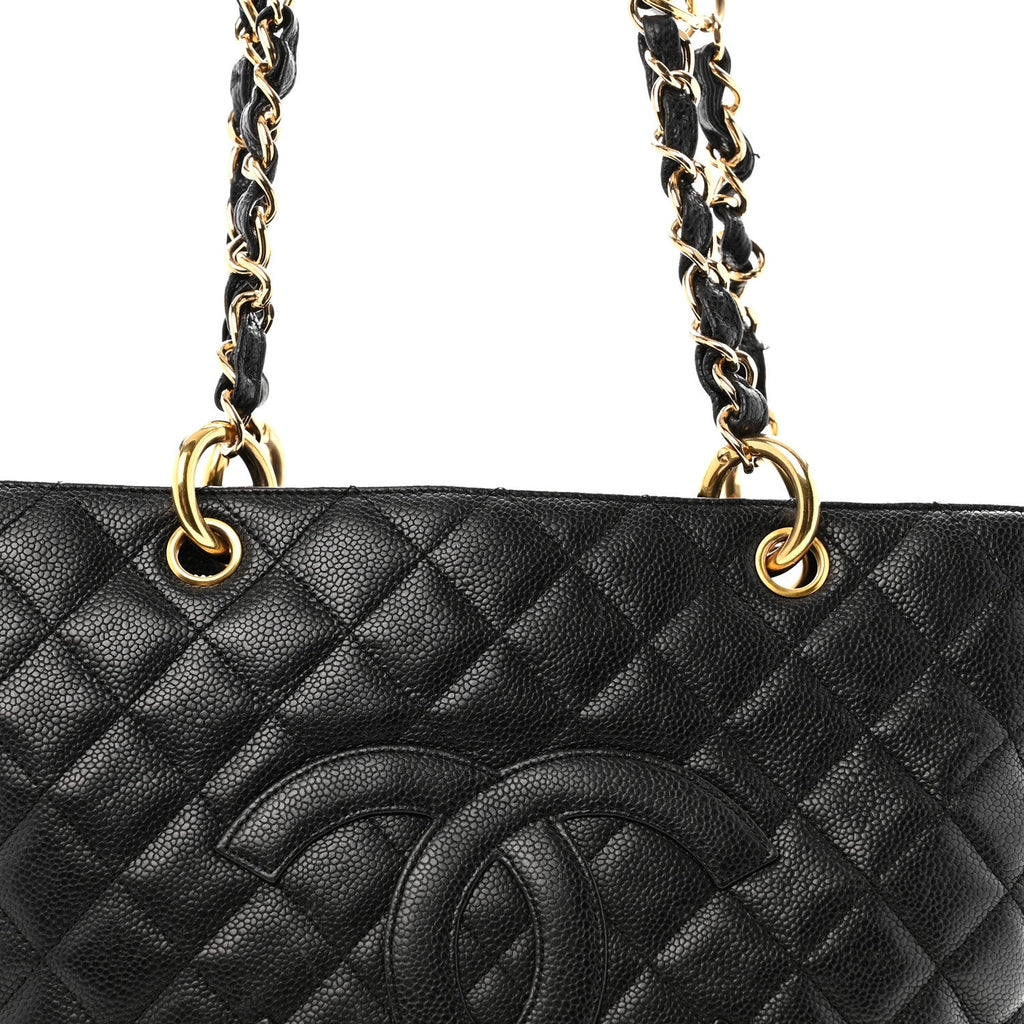 Caviar Quilted Grand Shopping Tote GST Black