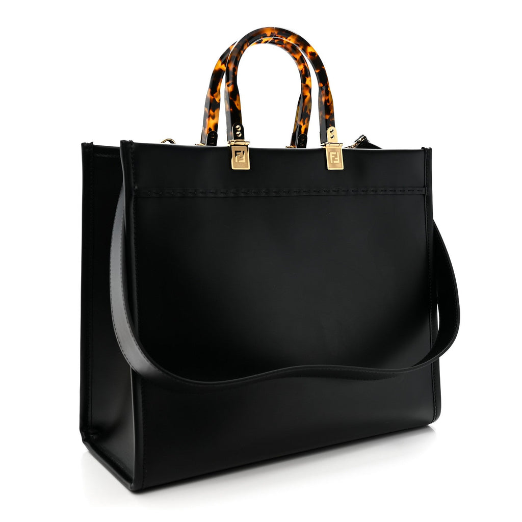 Vitello King Plexiglass Medium Fendi Sunshine Shopper Tote Black