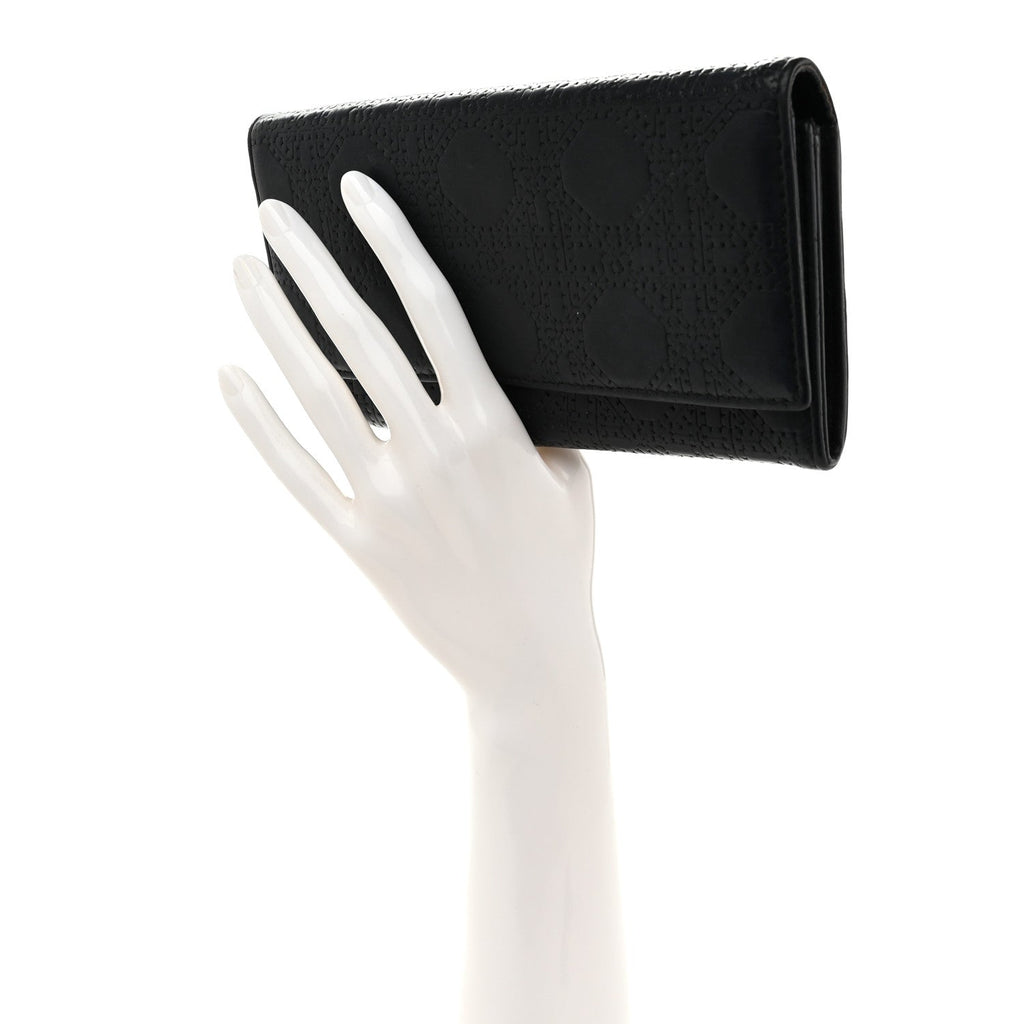 Calfskin Cannage Lady Dior Rendezvous Wallet Black