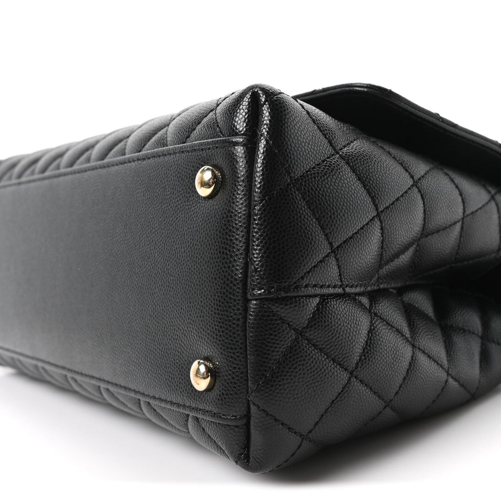 Caviar Quilted Small Coco Handle Flap Black