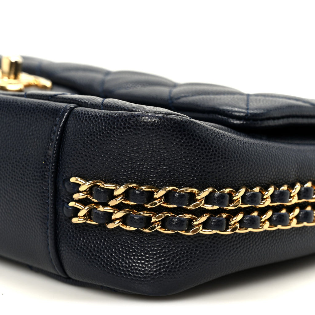 Caviar Quilted Small CC You Flap Navy