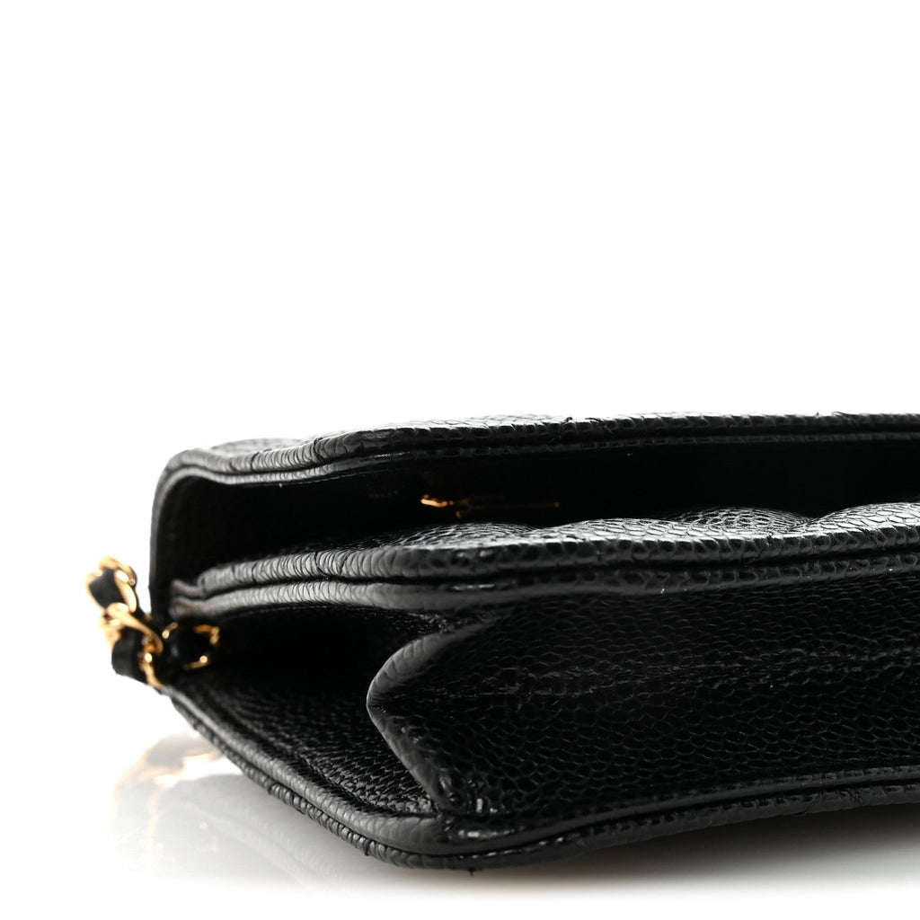 Caviar Quilted Wallet on Chain WOC Black