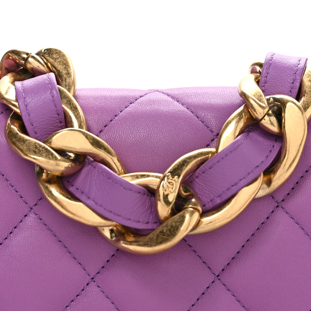 Lambskin Quilted Small CC Funky Town Flap Purple