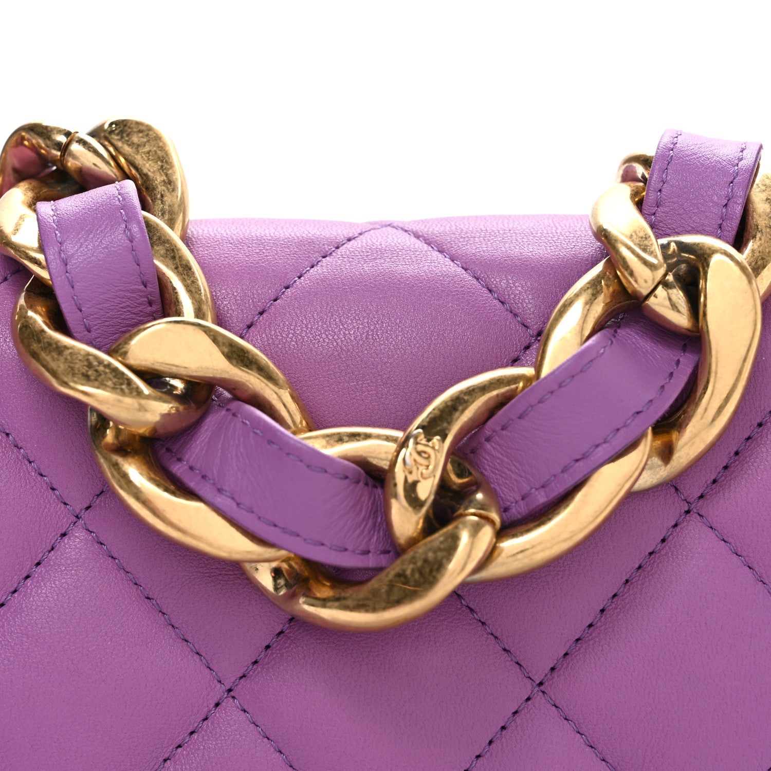 Lambskin Quilted Small CC Funky Town Flap Purple