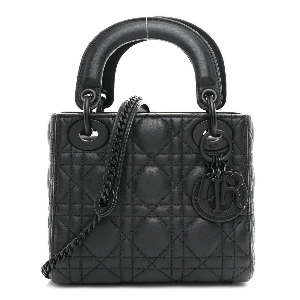 Ultra Matte Calfskin Cannage Mini Lady Dior Black