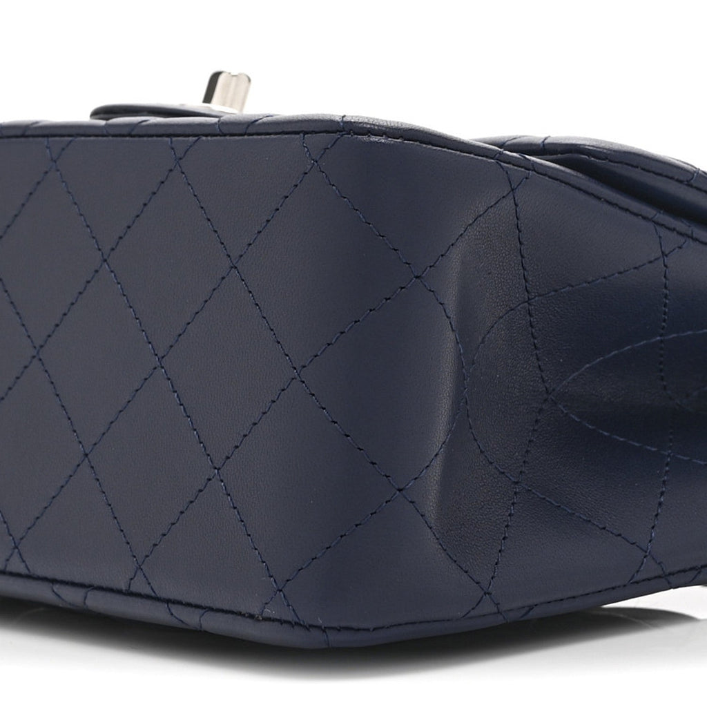 Lambskin Quilted Mini Square Flap Navy