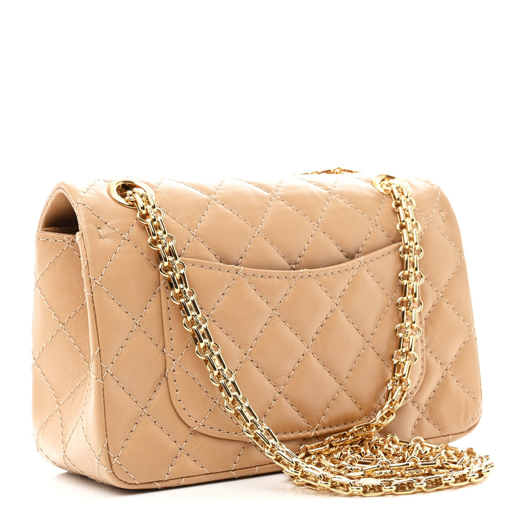 Aged Calfskin Quilted 2.55 Reissue Mini Flap Beige