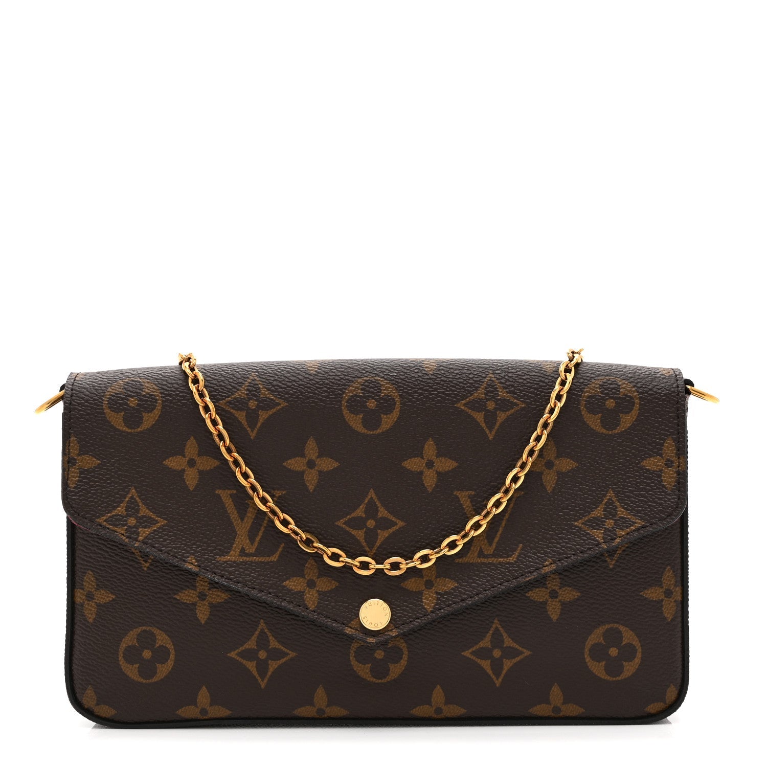 Monogram Pochette Felicie Chain Wallet Fuchsia