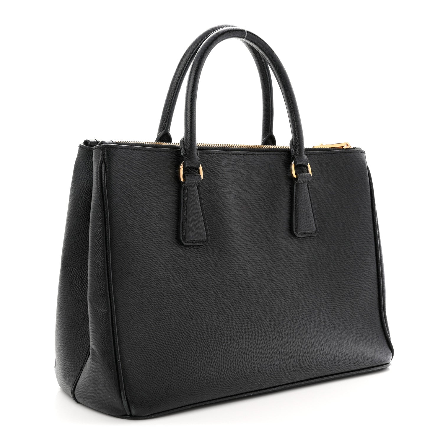 Saffiano Medium Galleria Double Zip Tote Black