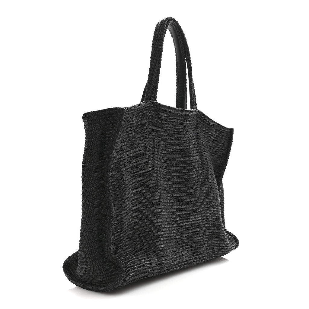 Raffia Large G Shopping Tote Black