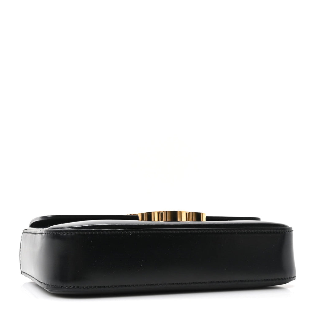 Shiny Calfskin Triomphe Shoulder Bag Black