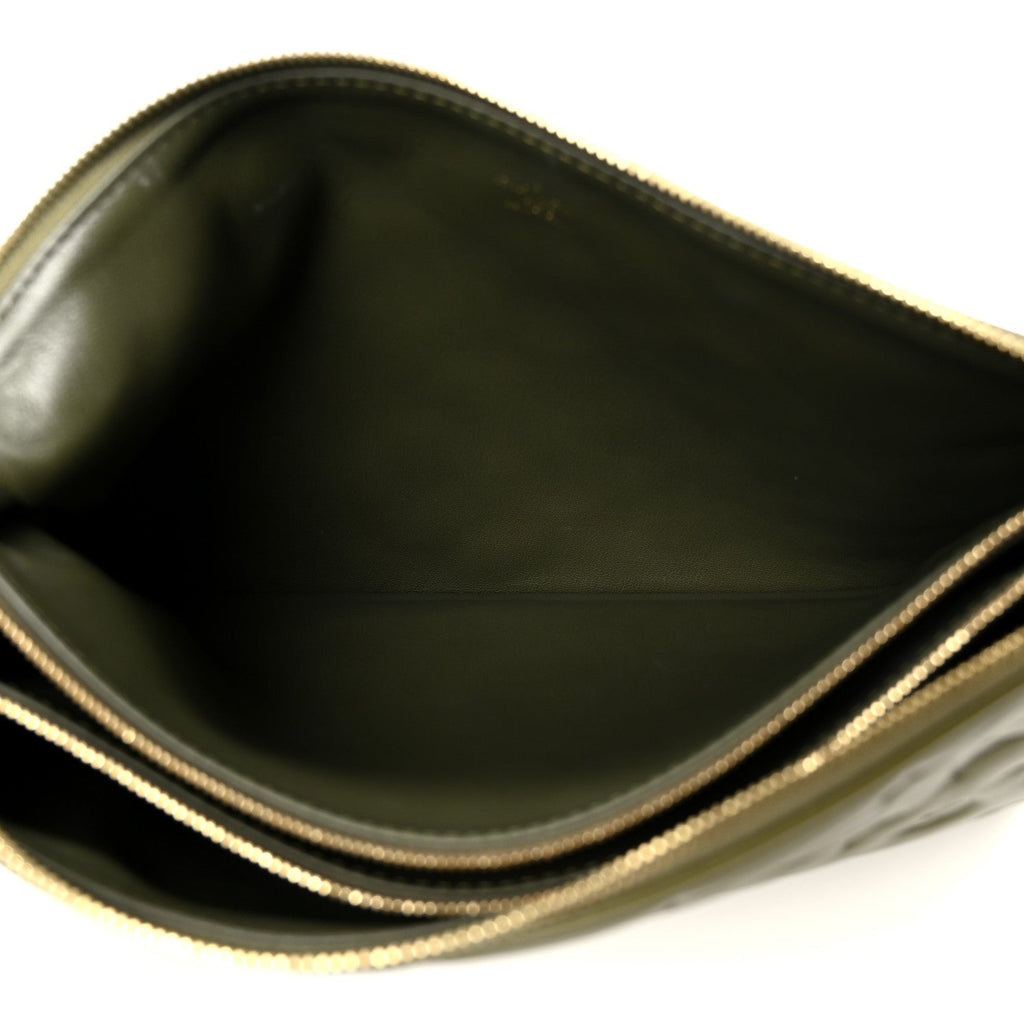 Lambskin Embossed Monogram Coussin MM Khaki
