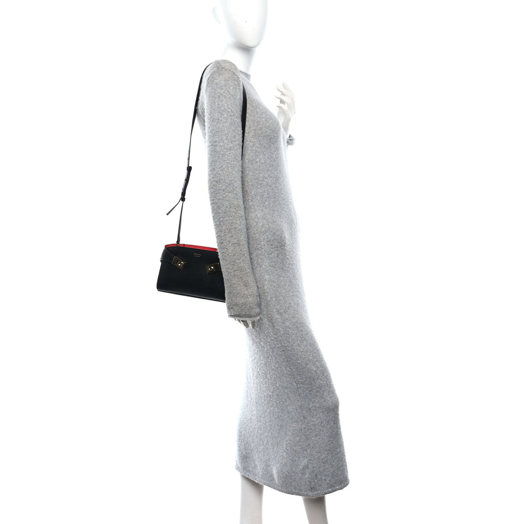 Calfskin Mini Hug Crossbody Bag Black Flame Red