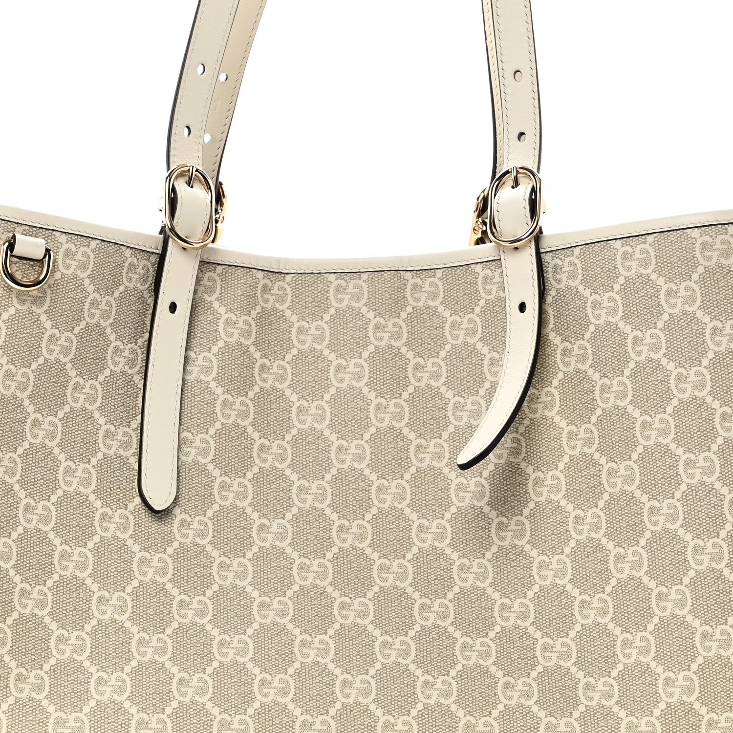 GG Supreme Monogram Emblem Large Tote Bag  Mystic White Oatmeal