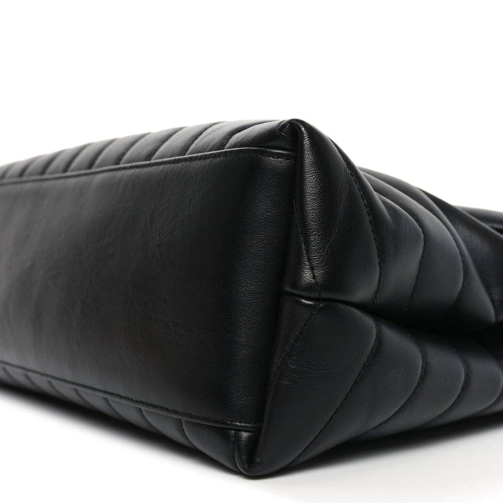 Calfskin Y Quilted Monogram Medium Loulou Chain Satchel Black