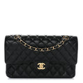 Caviar Quilted Medium Double Flap Black