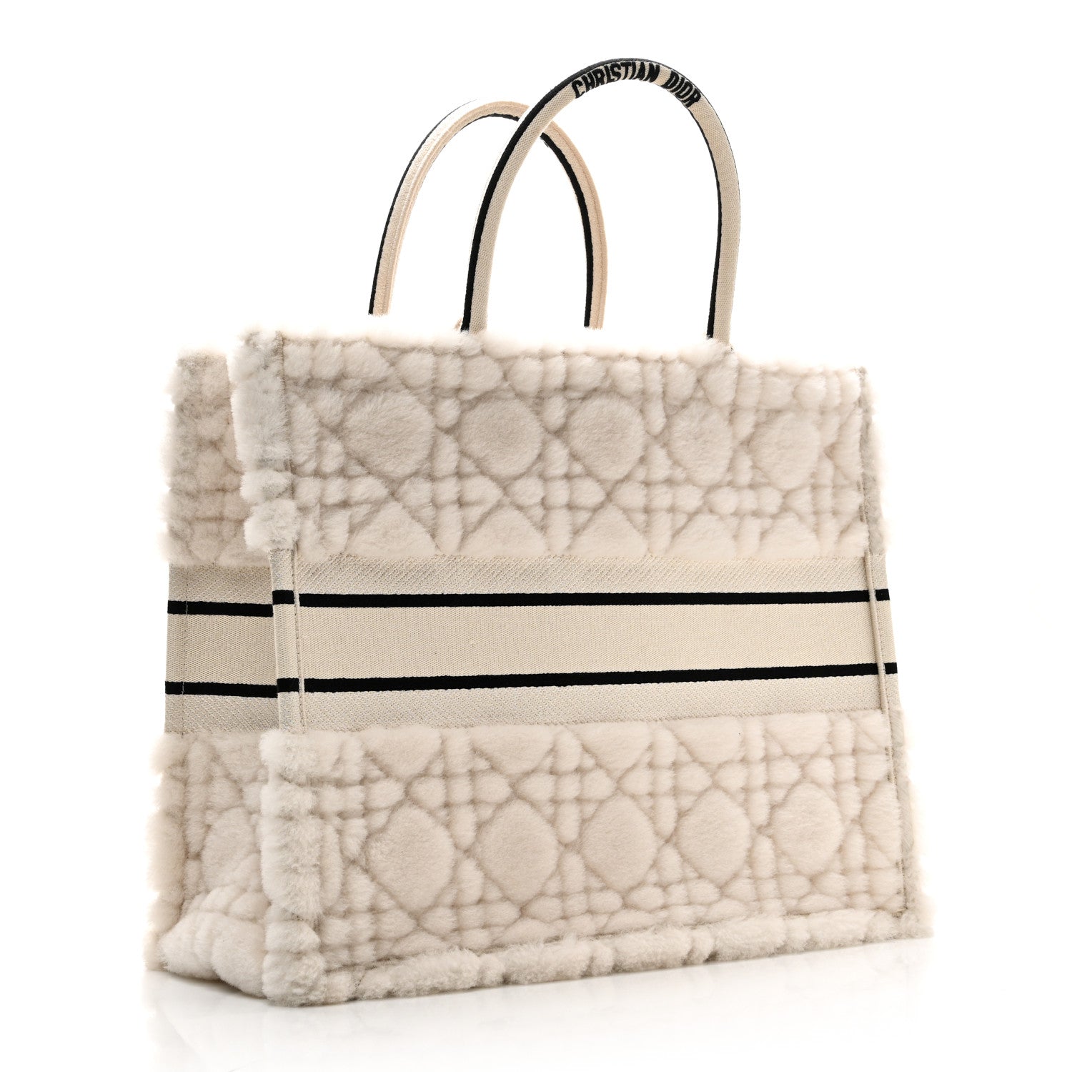 Shearling Cannage Large Book Tote Ecru Blue