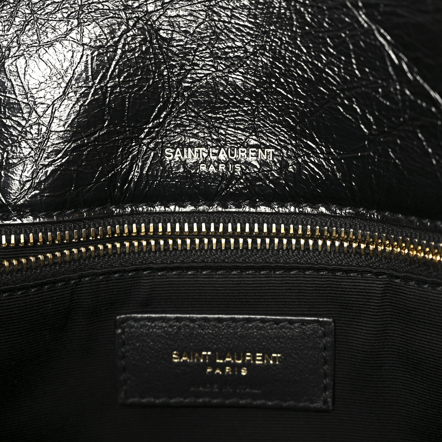 Crinkled Calfskin Matelasse Monogram Medium Niki Chain Satchel Black