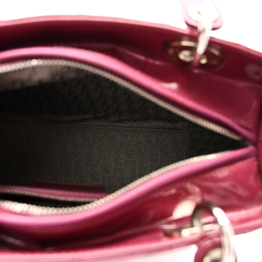 Patent Cannage Medium Lady Dior Dark Pink