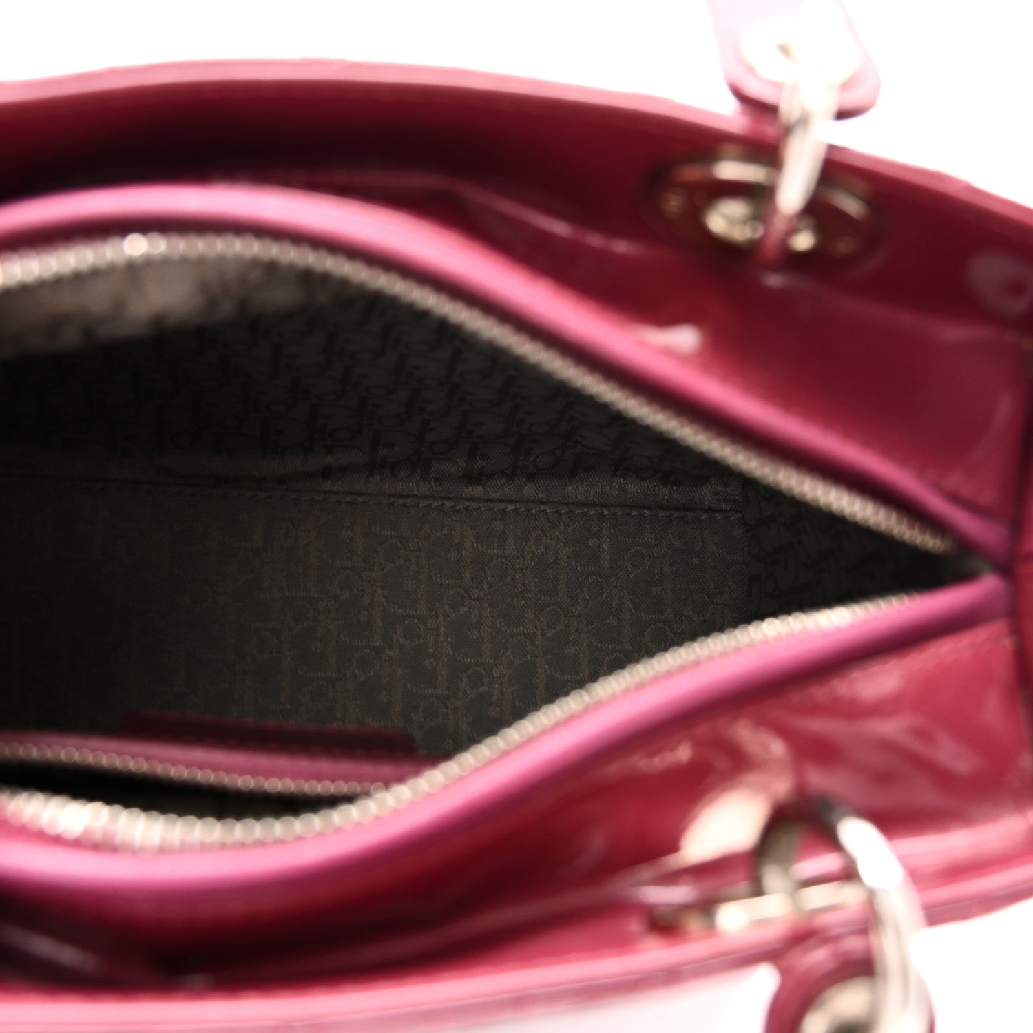 Patent Cannage Medium Lady Dior Dark Pink