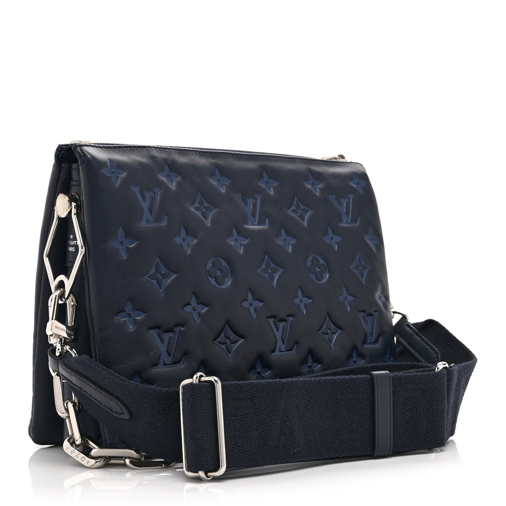 Lambskin Embossed Monogram Coussin PM Denim Blue
