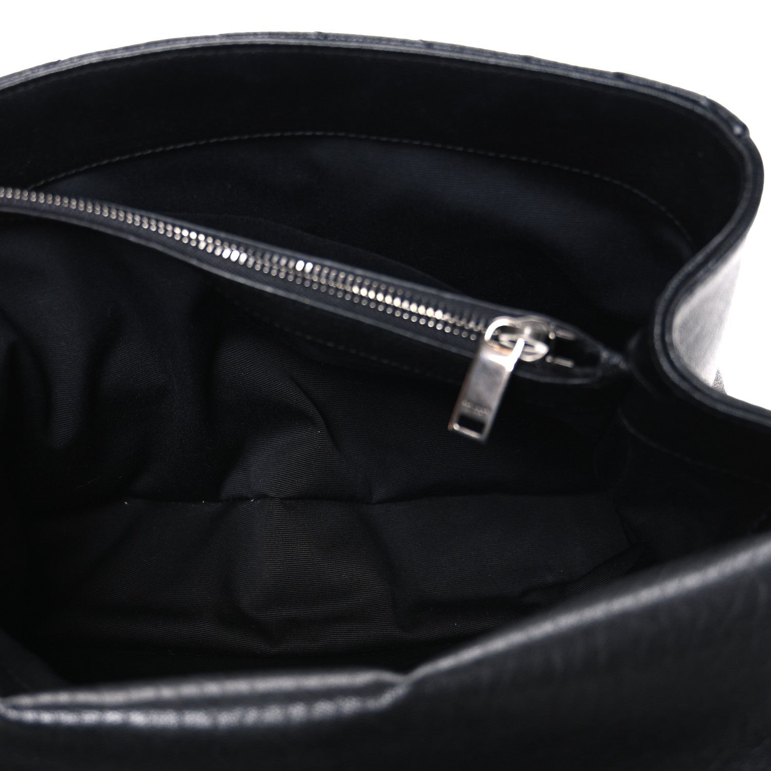 Sheepskin Matelasse Chevron Monogram Large College Satchel Black