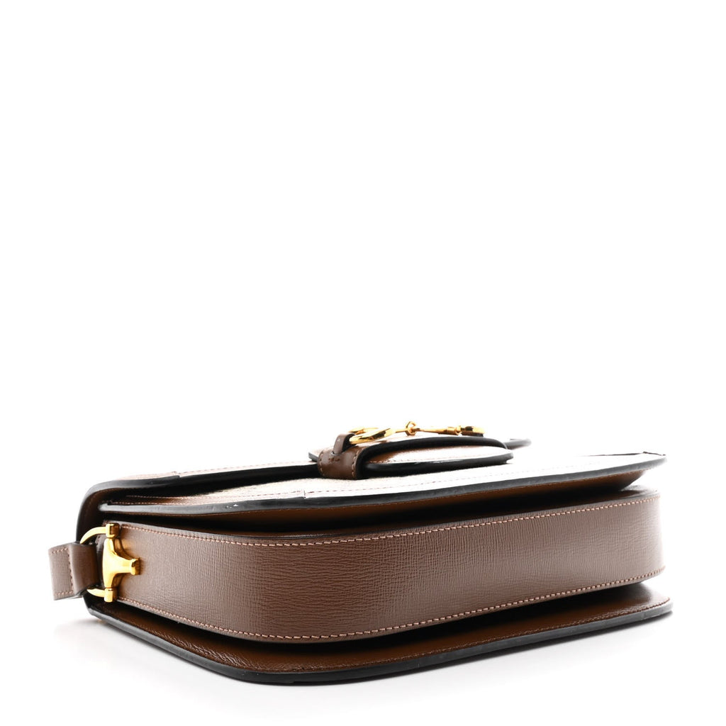 GG Supreme Monogram Horsebit 1955 Shoulder Bag Beige Brown Sugar