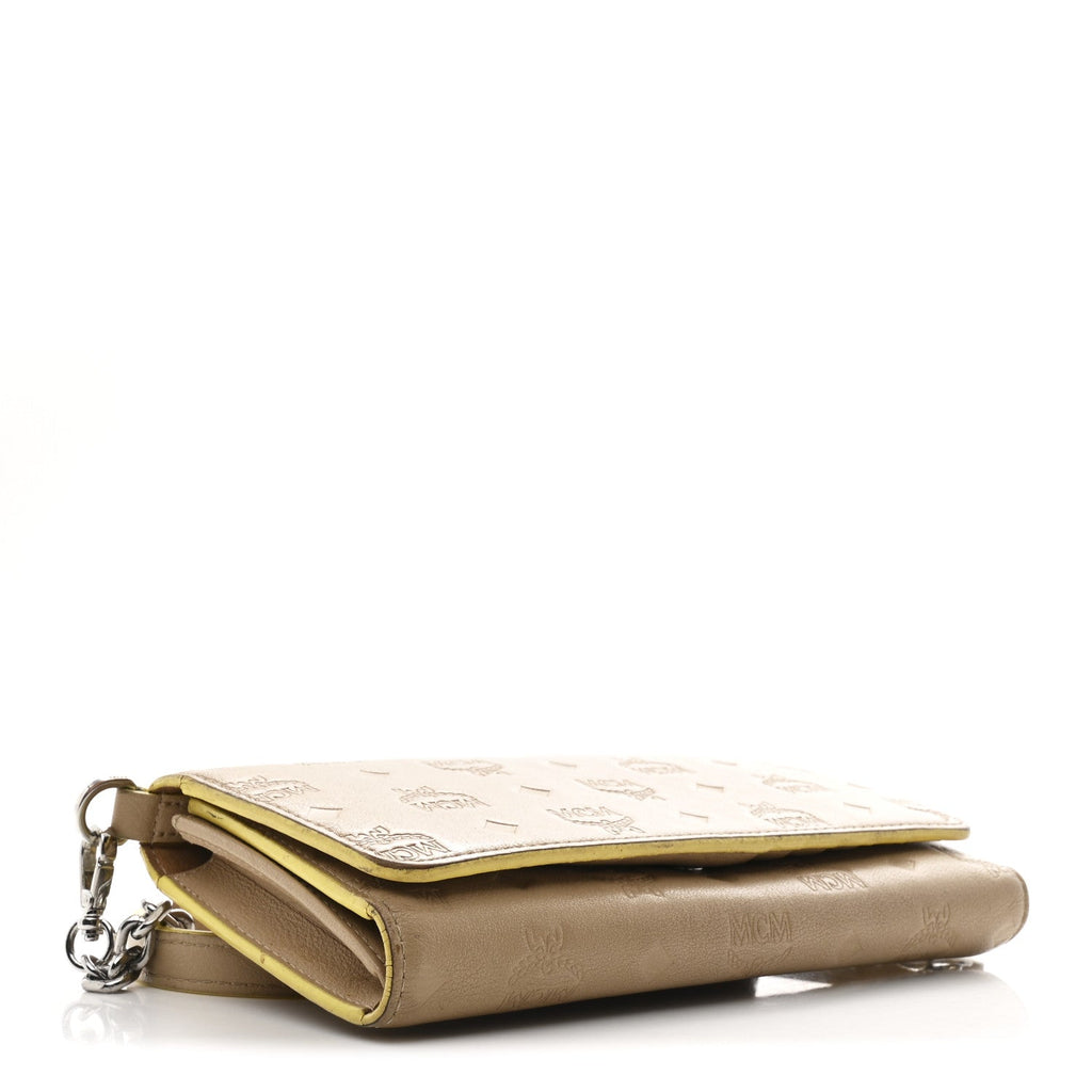 Calfskin Ottomar Klara Tri Fold Phone Wallet On Strap Croissant