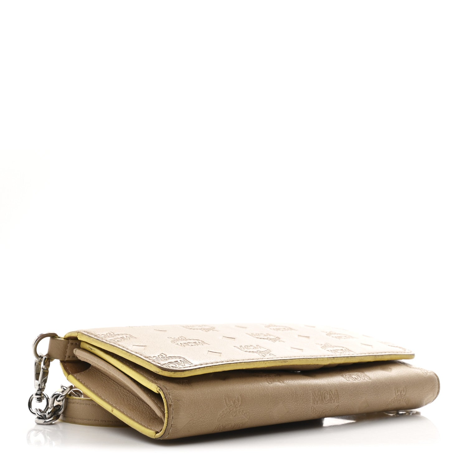 Calfskin Ottomar Klara Tri Fold Phone Wallet On Strap Croissant
