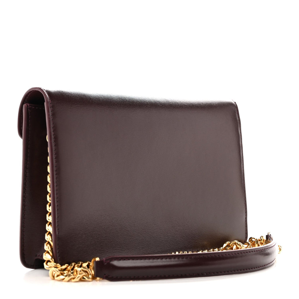 Shiny Calfskin Triomphe Margo Wallet on Chain Burgundy