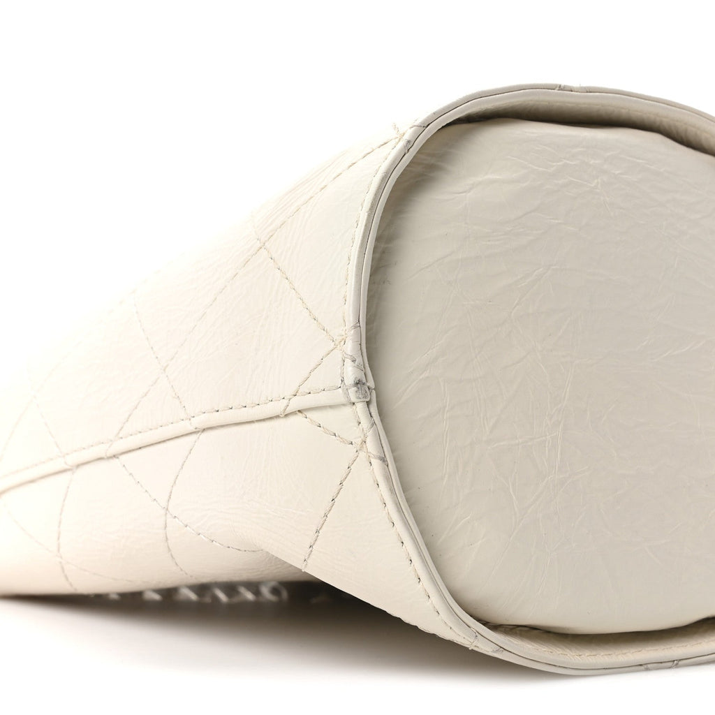 Crumpled Calfskin Bucket Bag White