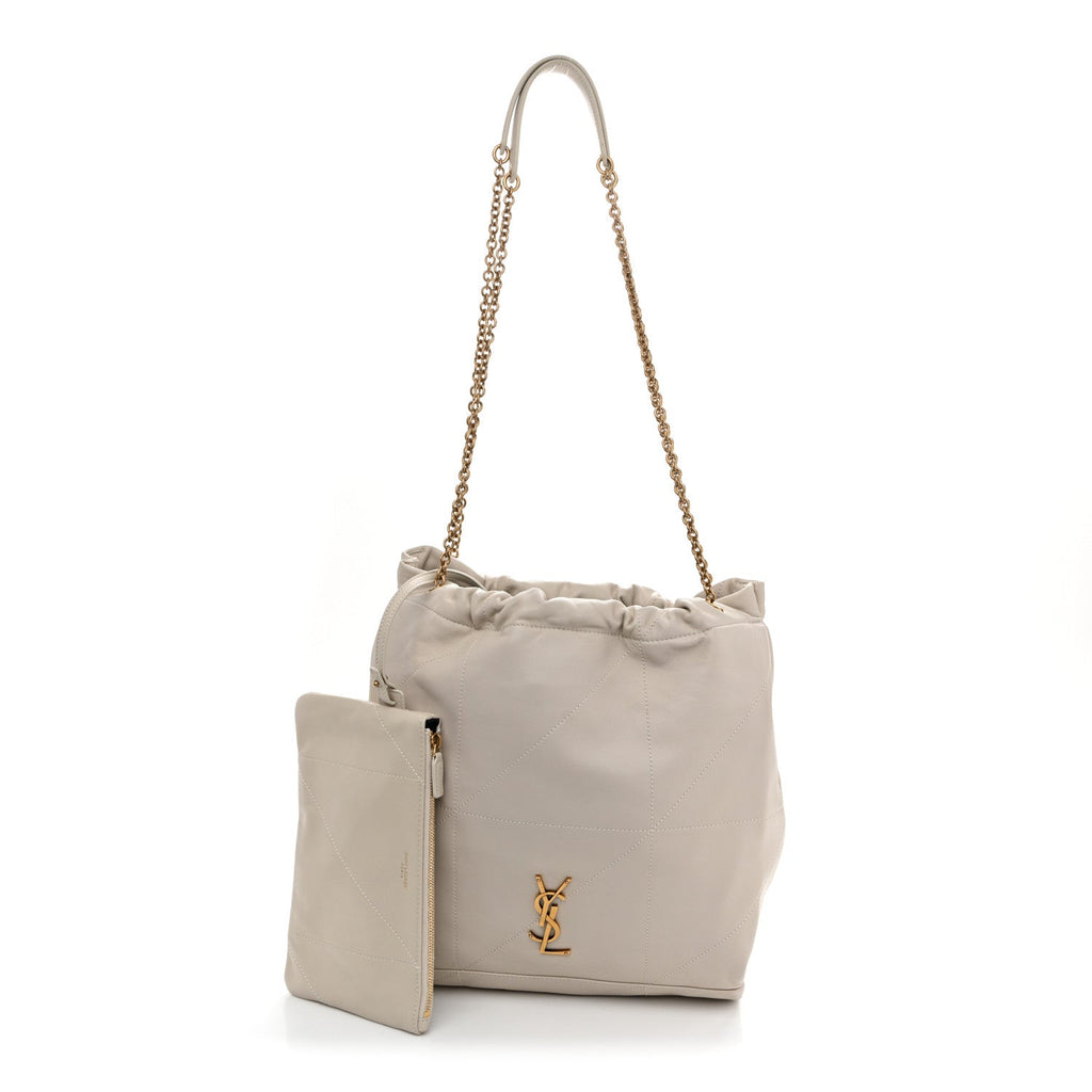 Lambskin Matelasse Monogram Medium Jamie 4.3 Pochon Crema Soft
