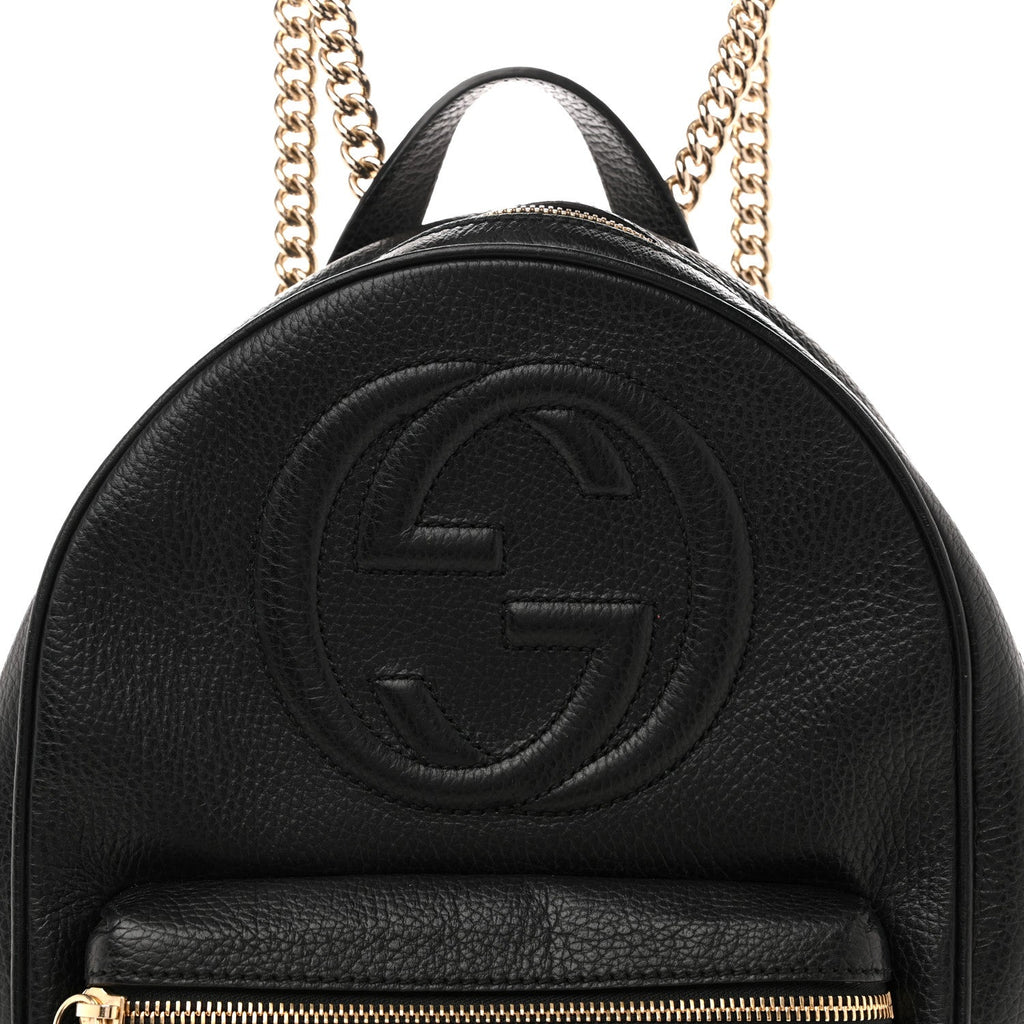 Pebbled Calfskin Soho Chain Backpack Black