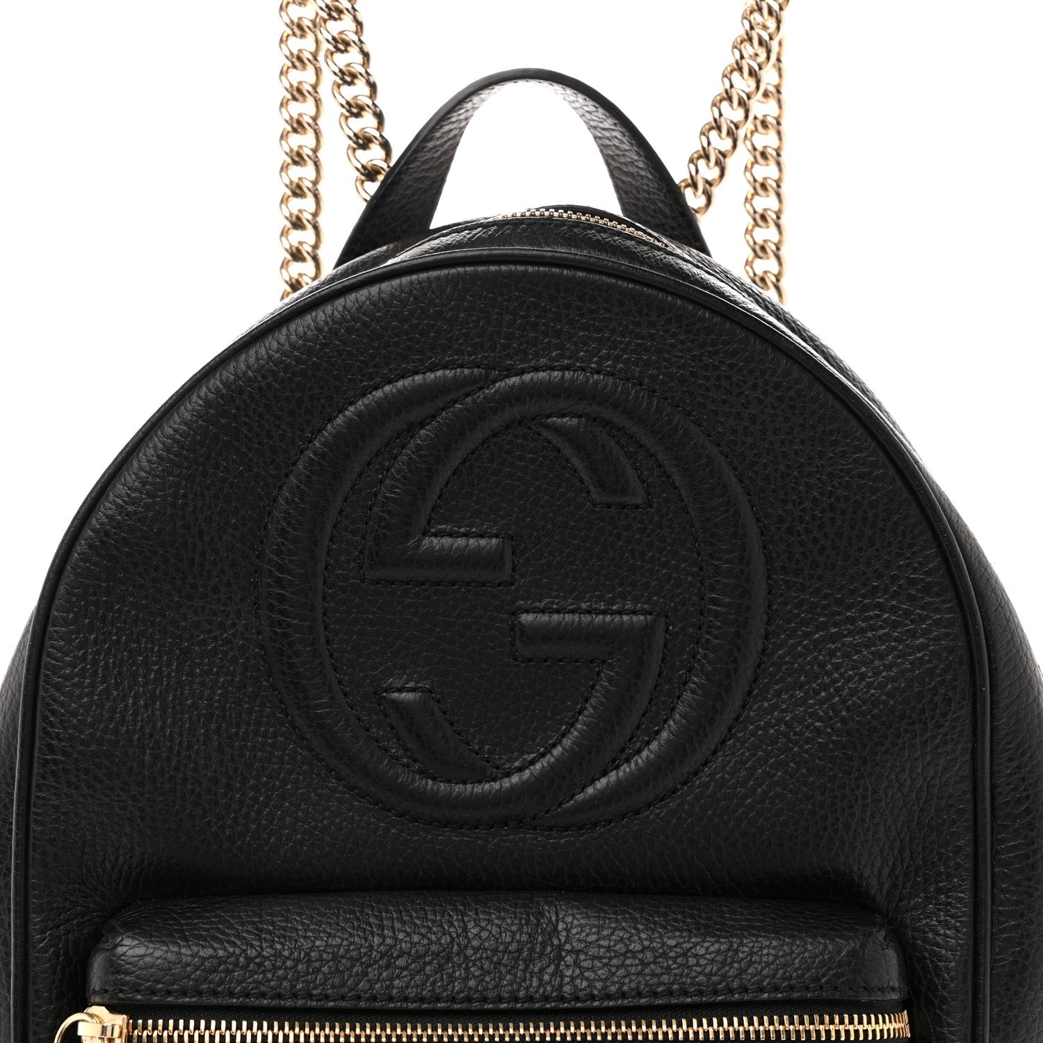 Pebbled Calfskin Soho Chain Backpack Black