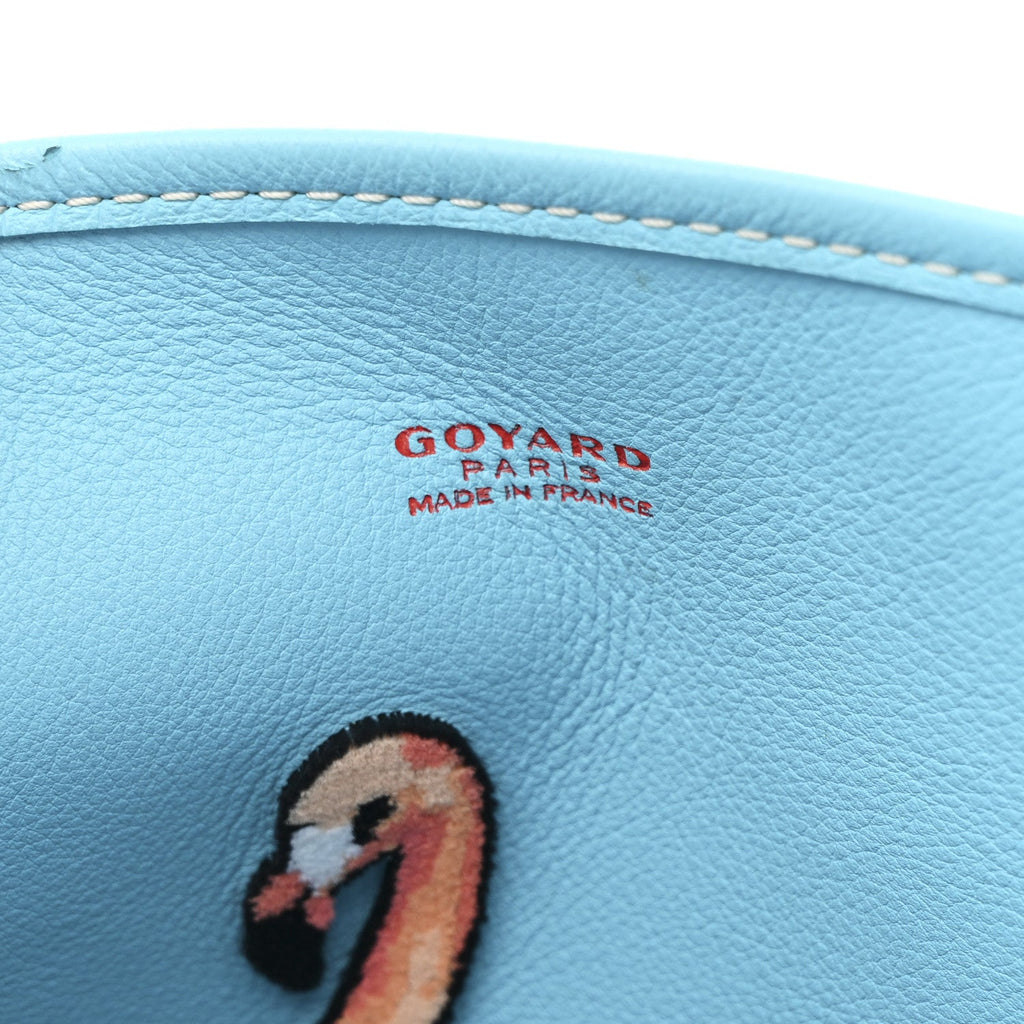 Goyardine Embroidered Flamingo Reversible Anjou PM Sky Blue