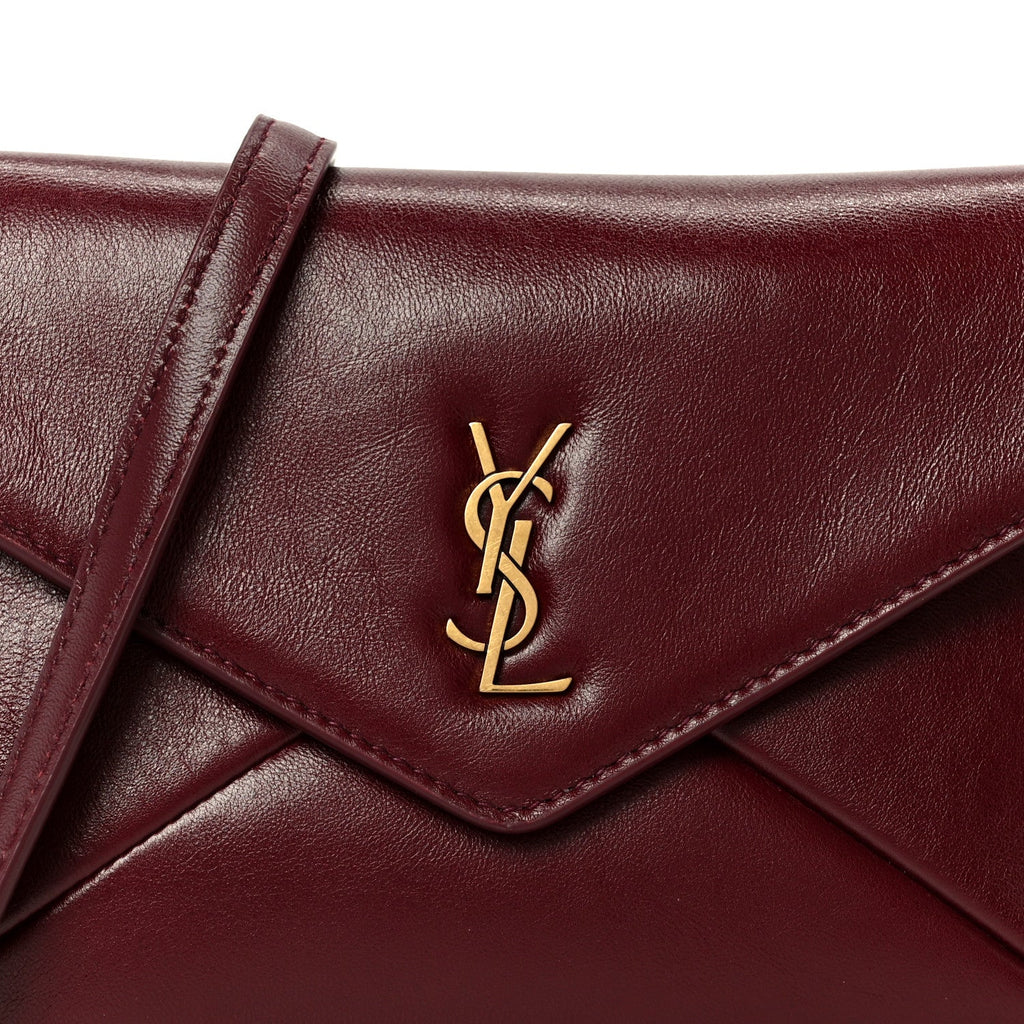 Shiny Calfskin Small Cassandre Chain Pouch Dark Ruby