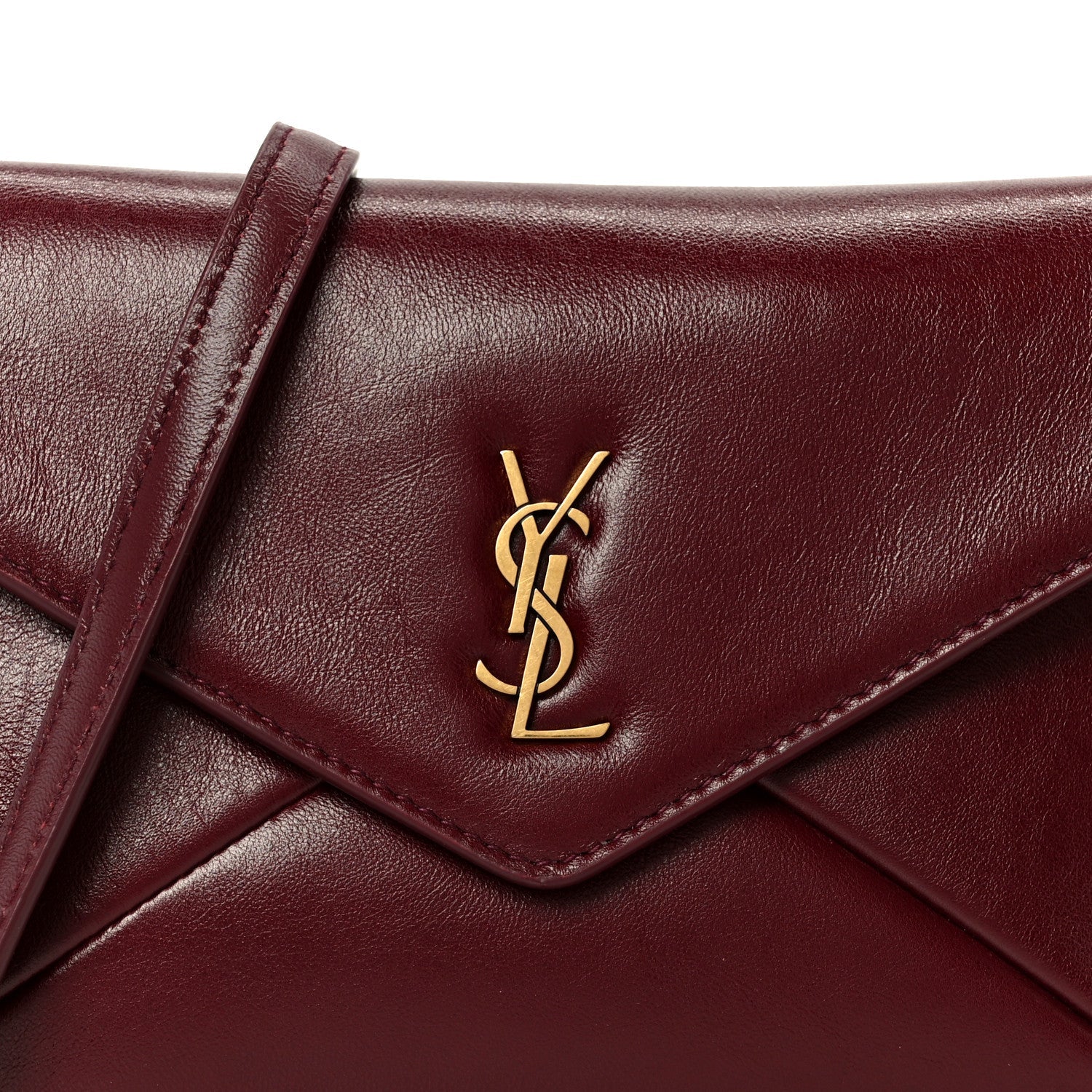 Shiny Calfskin Small Cassandre Chain Pouch Dark Ruby