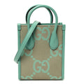 Monogram Jumbo GG Textured Dollar Calfskin Mini Tote Bag Pepperlight Mint