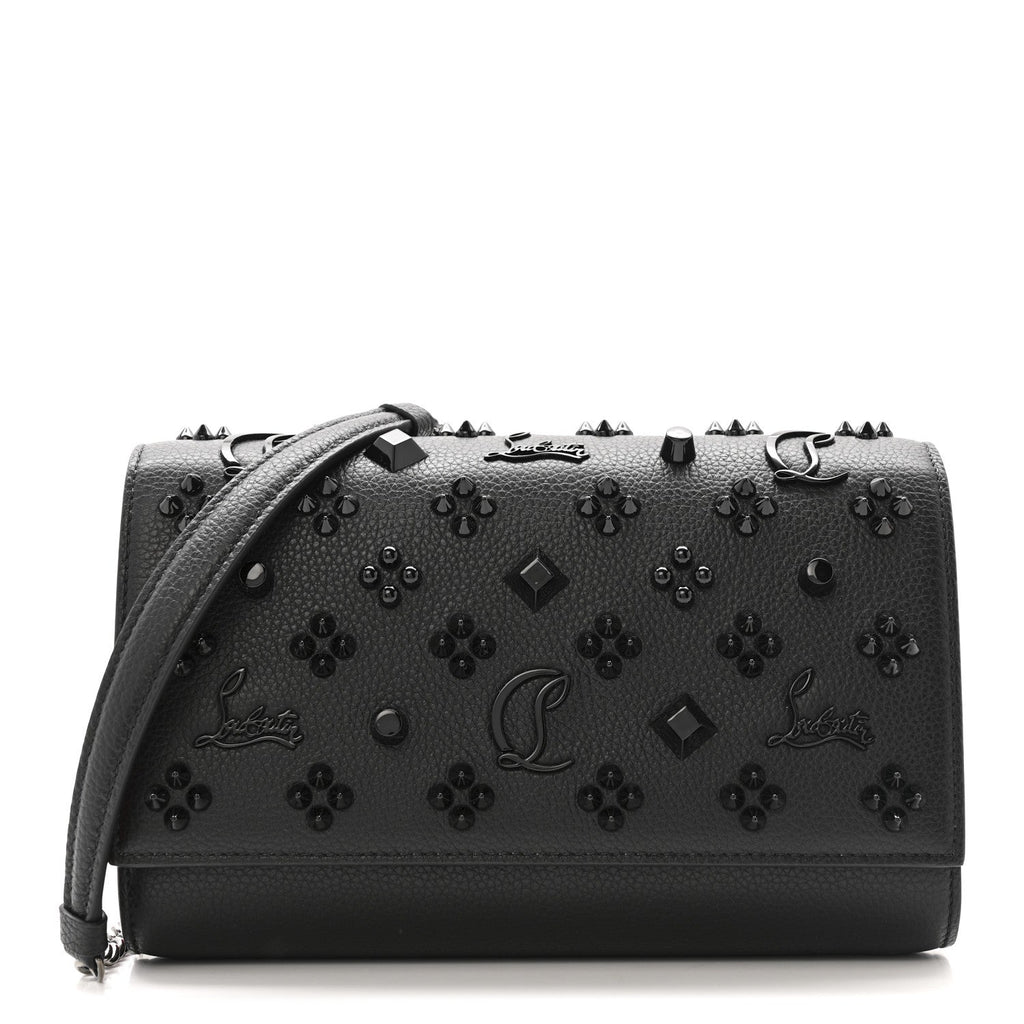 Calfskin Spikes Loubinthesky Paloma Clutch Black