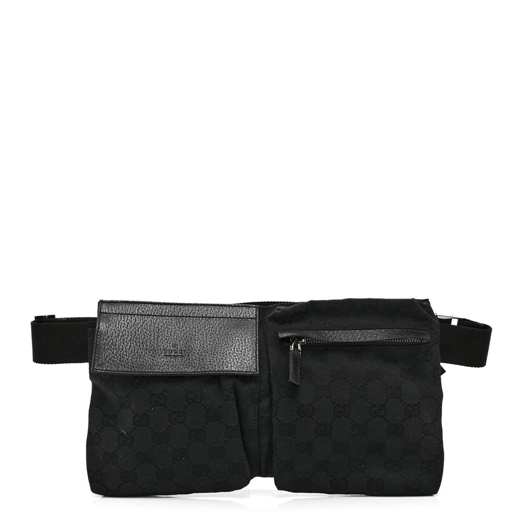 GG Monogram Double Pocket Belt Bag Black