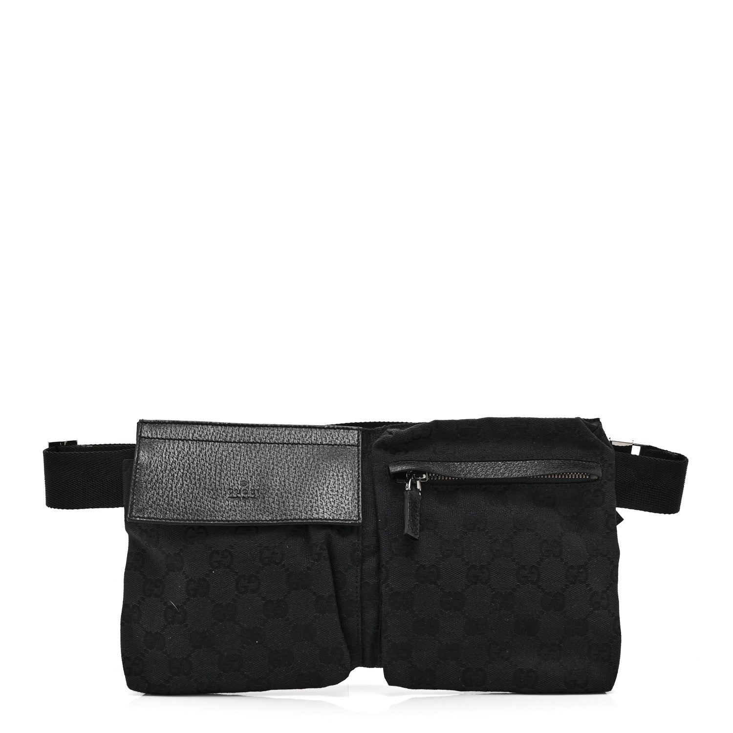 GG Monogram Double Pocket Belt Bag Black