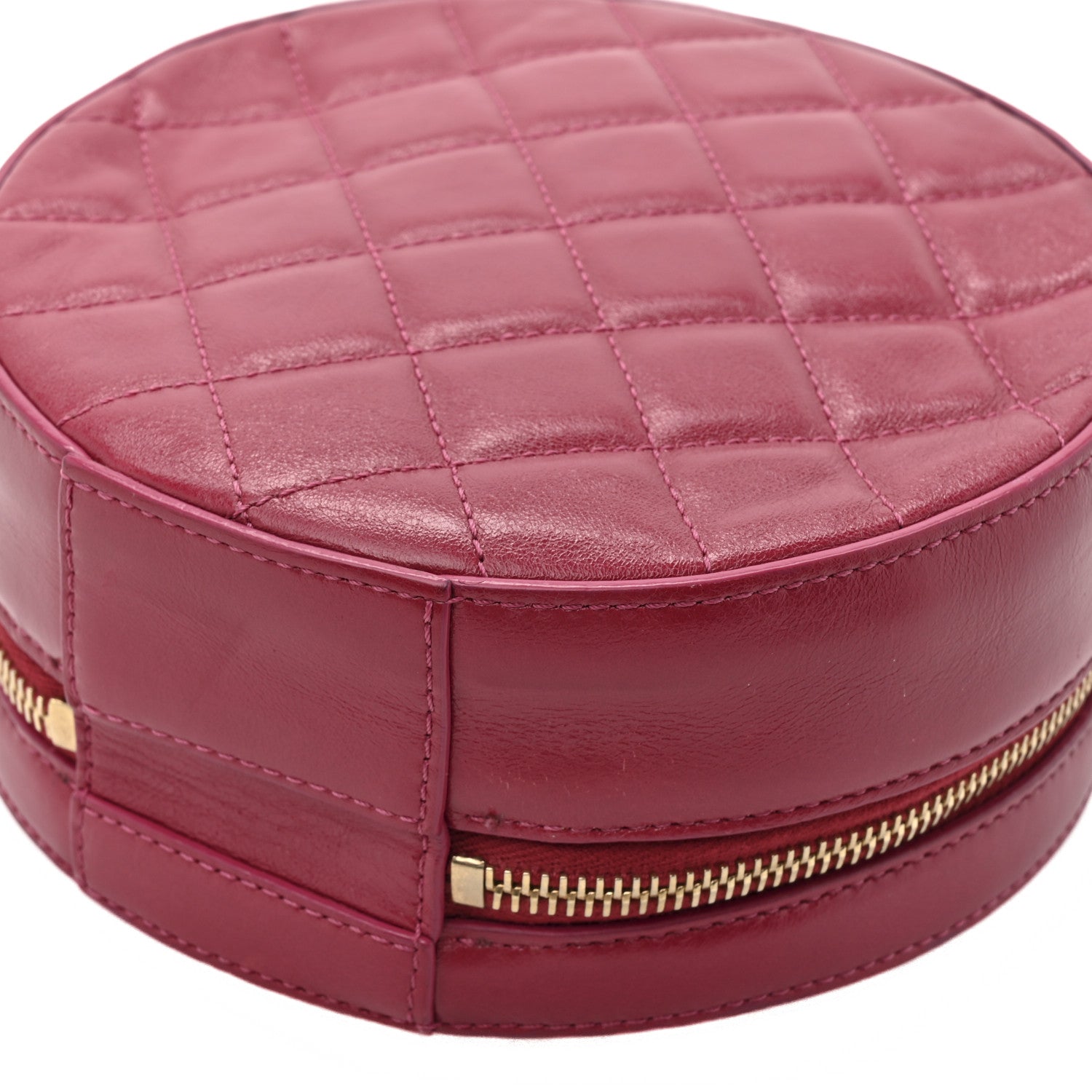 Glazed Calfskin Round As Earth Evening Bag Rouge