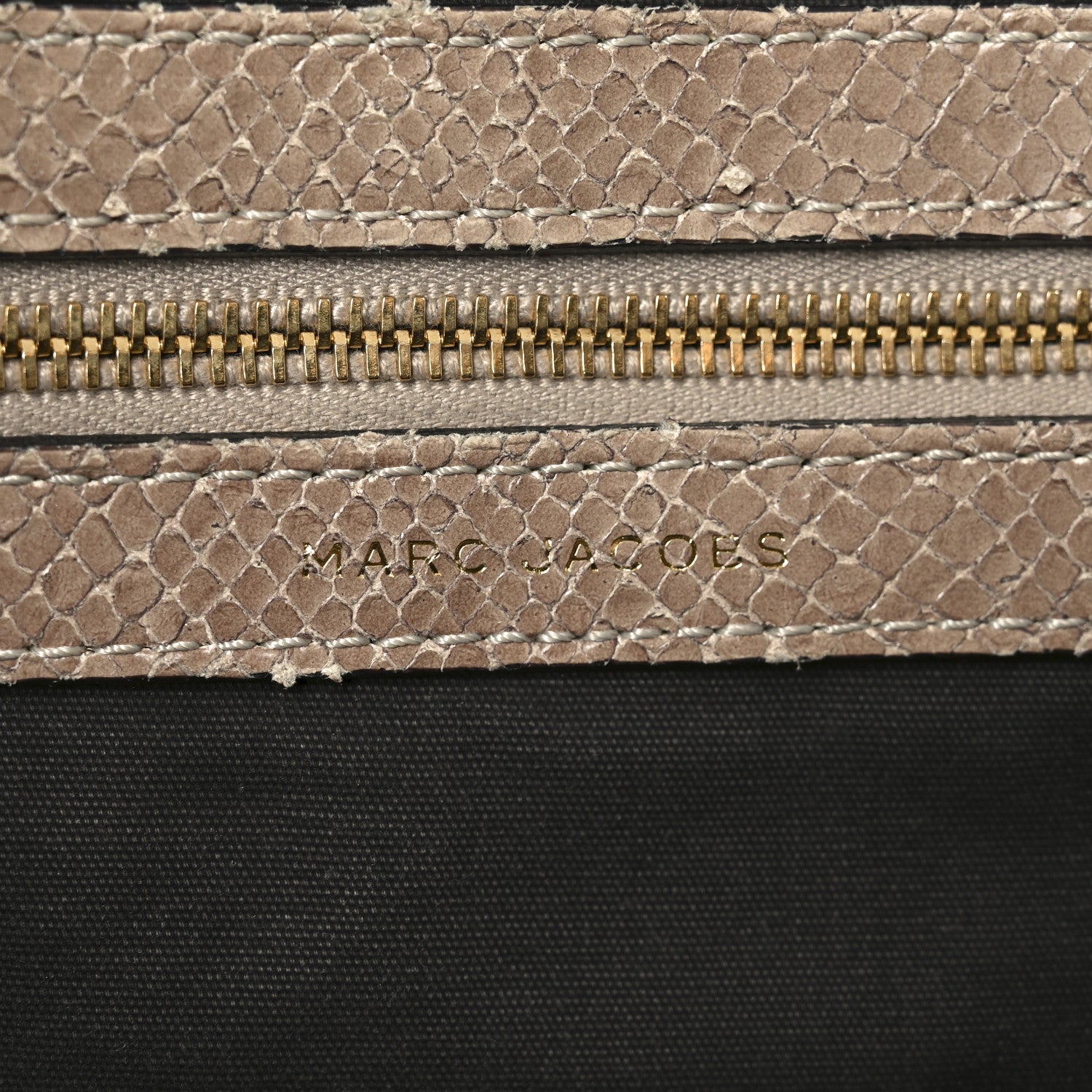 Snakeskin Embossed Calfskin Quilted Studded Beige