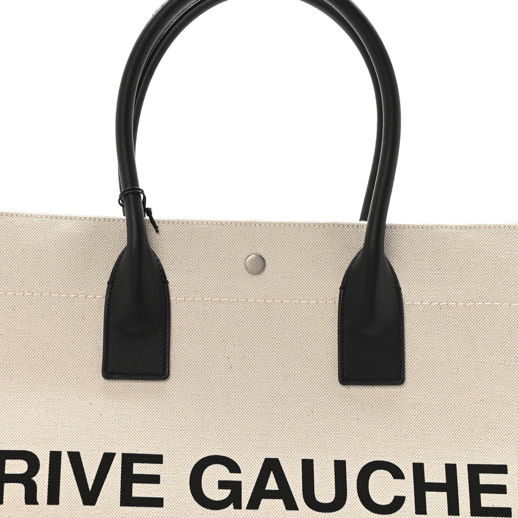 Linen Calfskin Rive Gauche Tote Greggio Natural