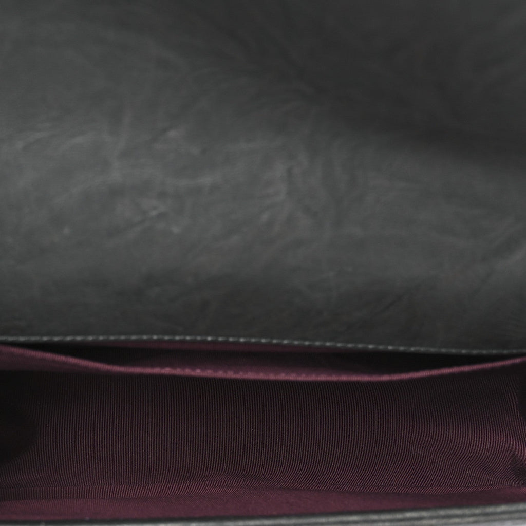 Crumpled Lambskin Medium Studded Boy Flap Black