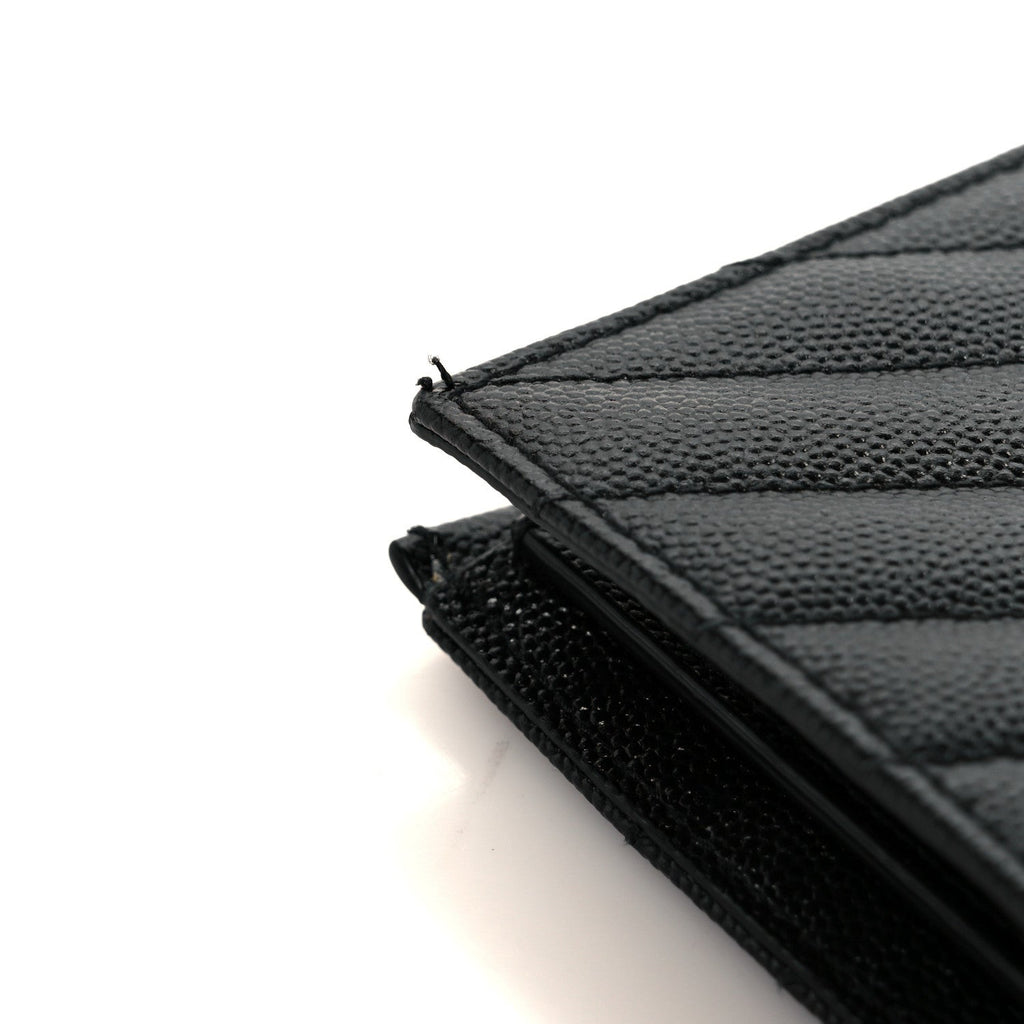 Grain De Poudre Matelasse Chevron Monogram Zipped Two-Part Wallet Black
