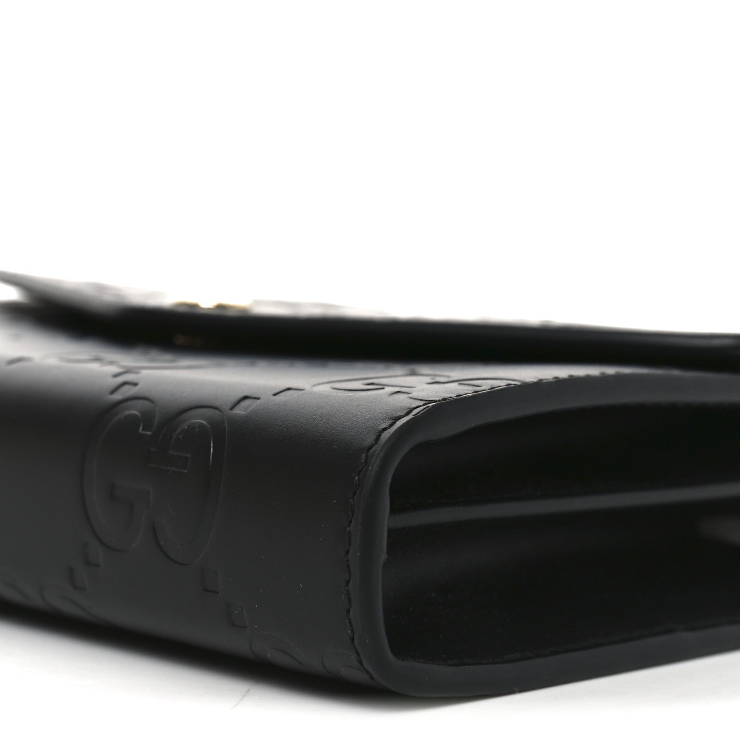 Calfskin GG Debossed Chain Wallet Black