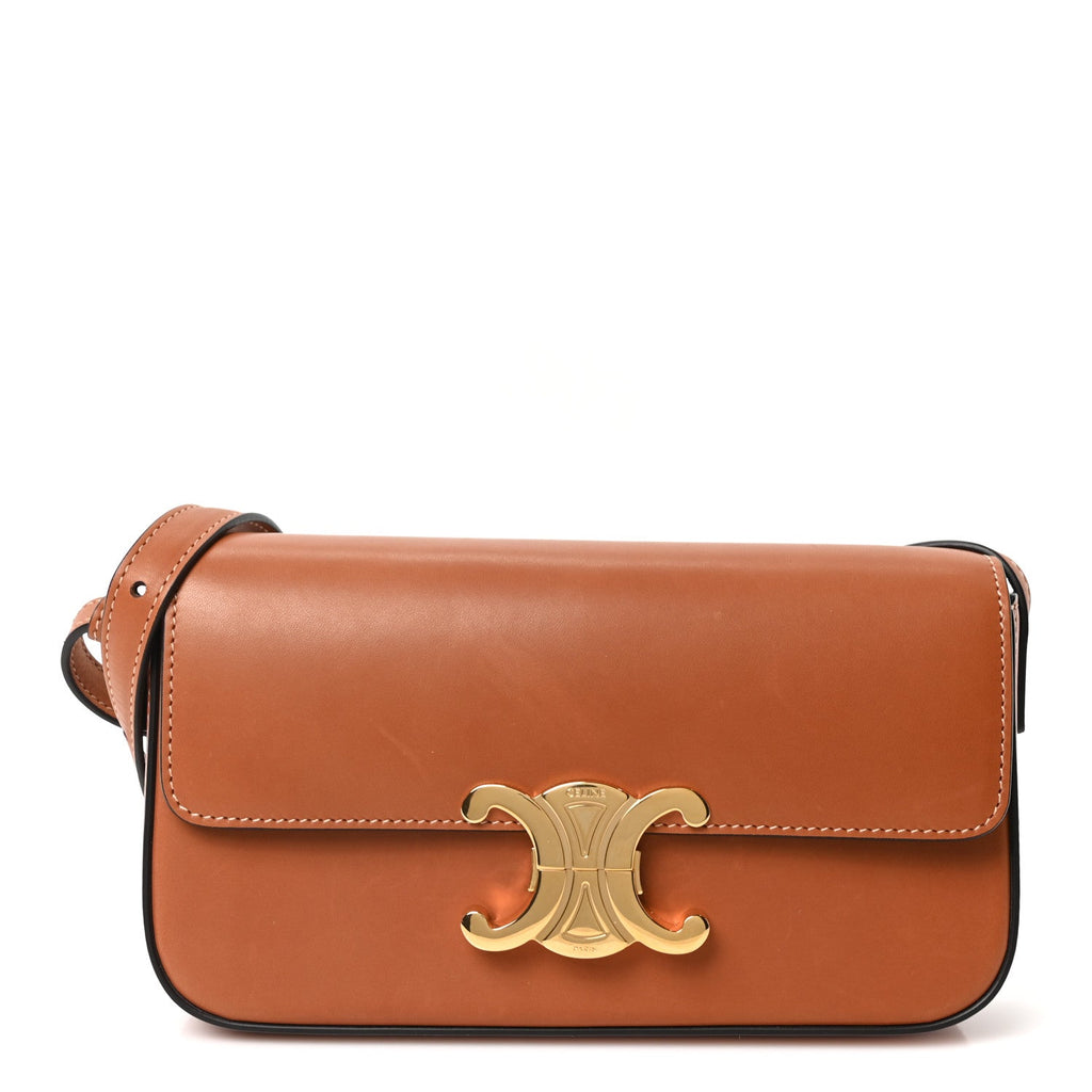 Natural Calfskin Triomphe Shoulder Bag Tan